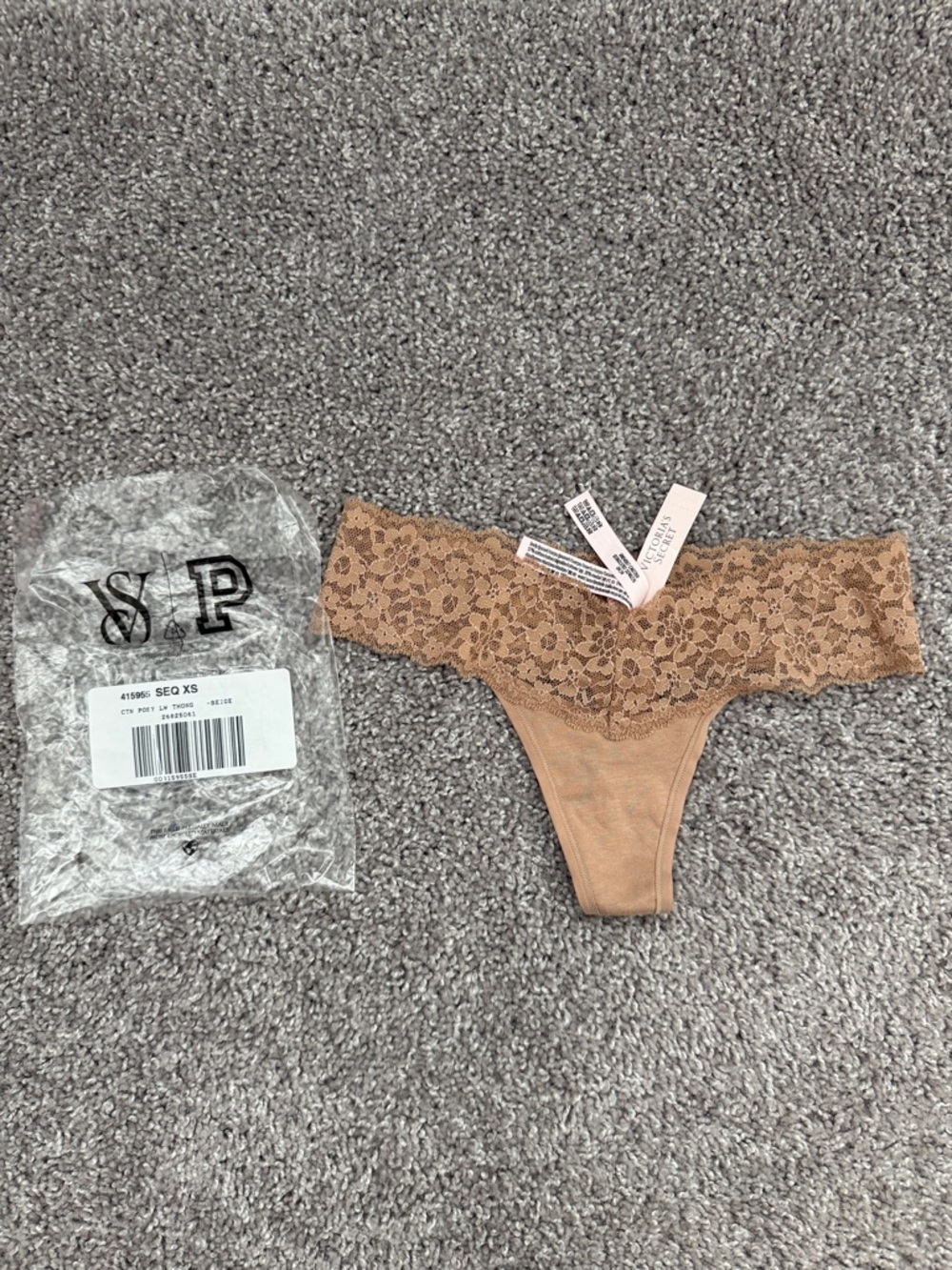 Victoria’s Secret Lace Waistband Thong Panty in Nude